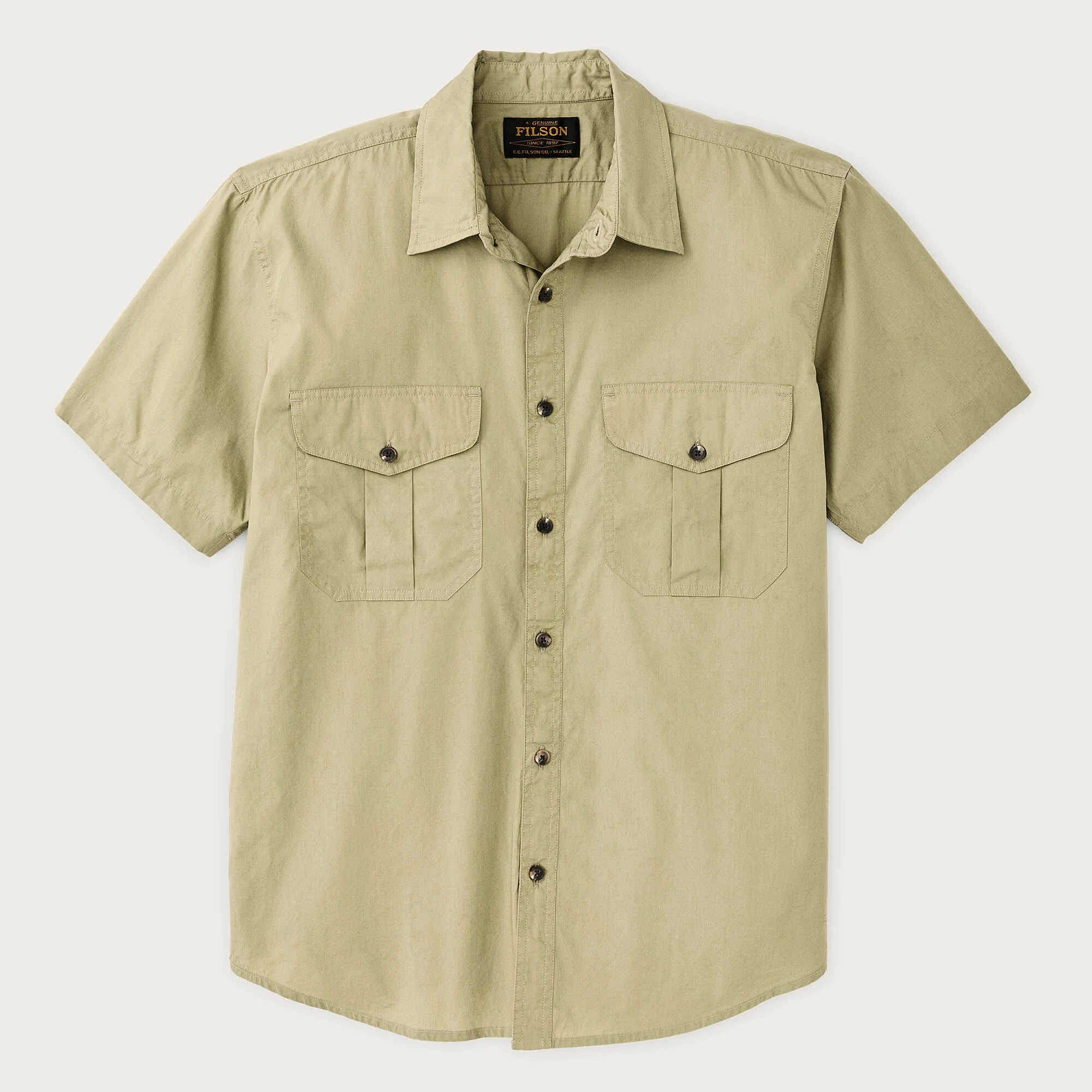 FILSON'S WASHED SHORT SLEEVE FEATHER CLOTH SHIRT