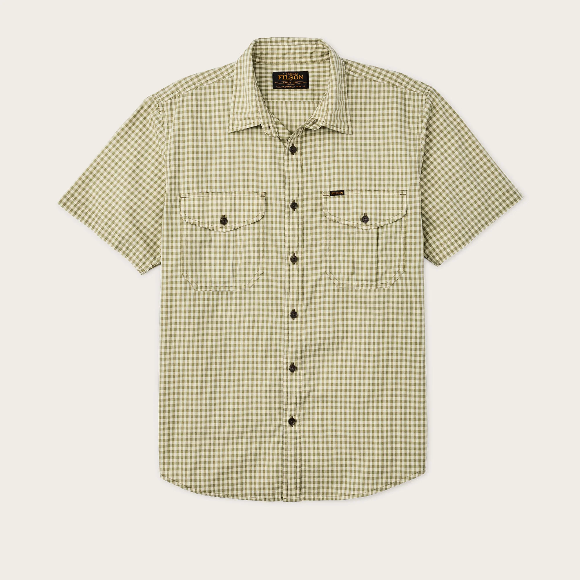 FILSON'S WASHED SHORT SLEEVE FEATHER CLOTH SHIRT