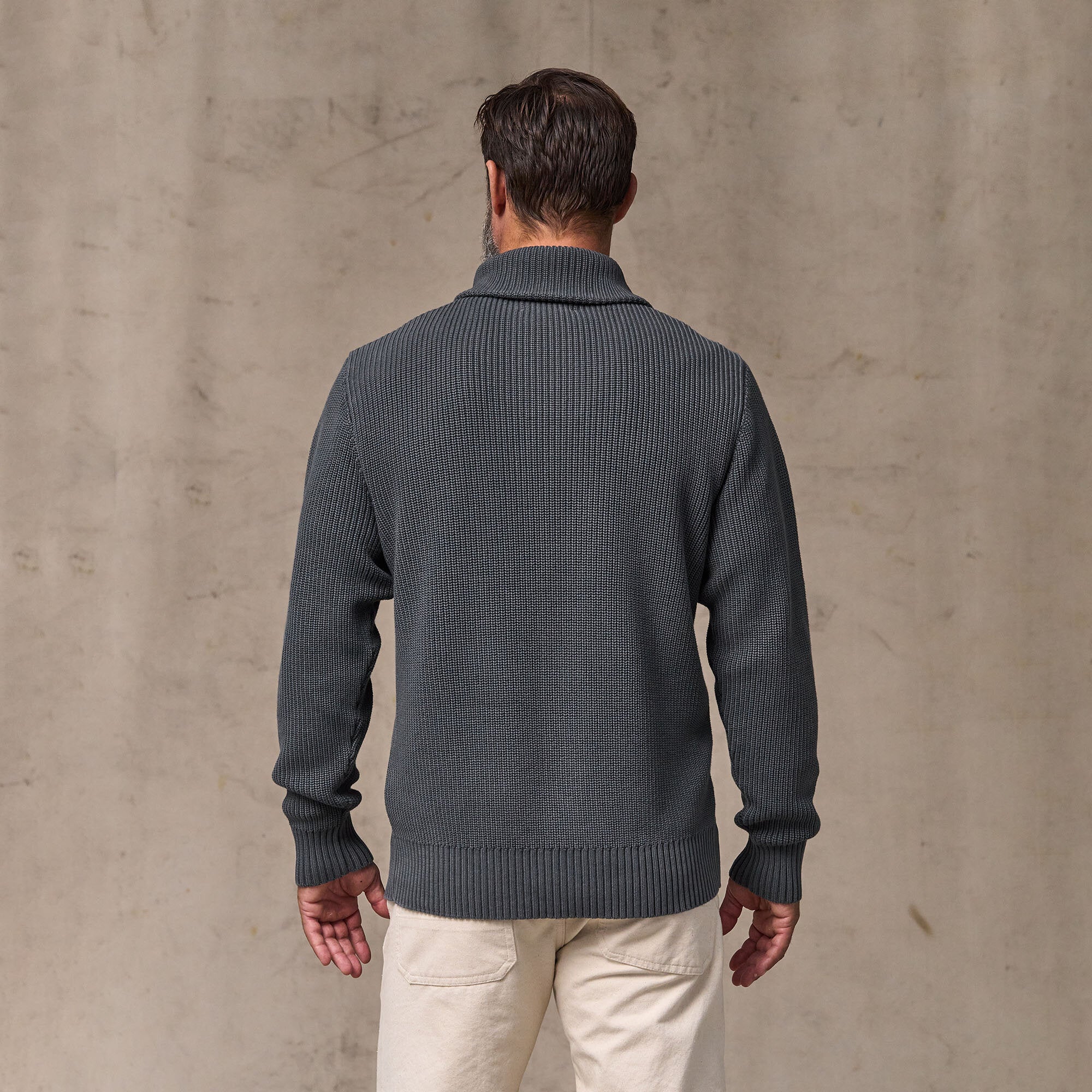 VINTAGE COTTON SHAWL NECK SWEATER - Image 7