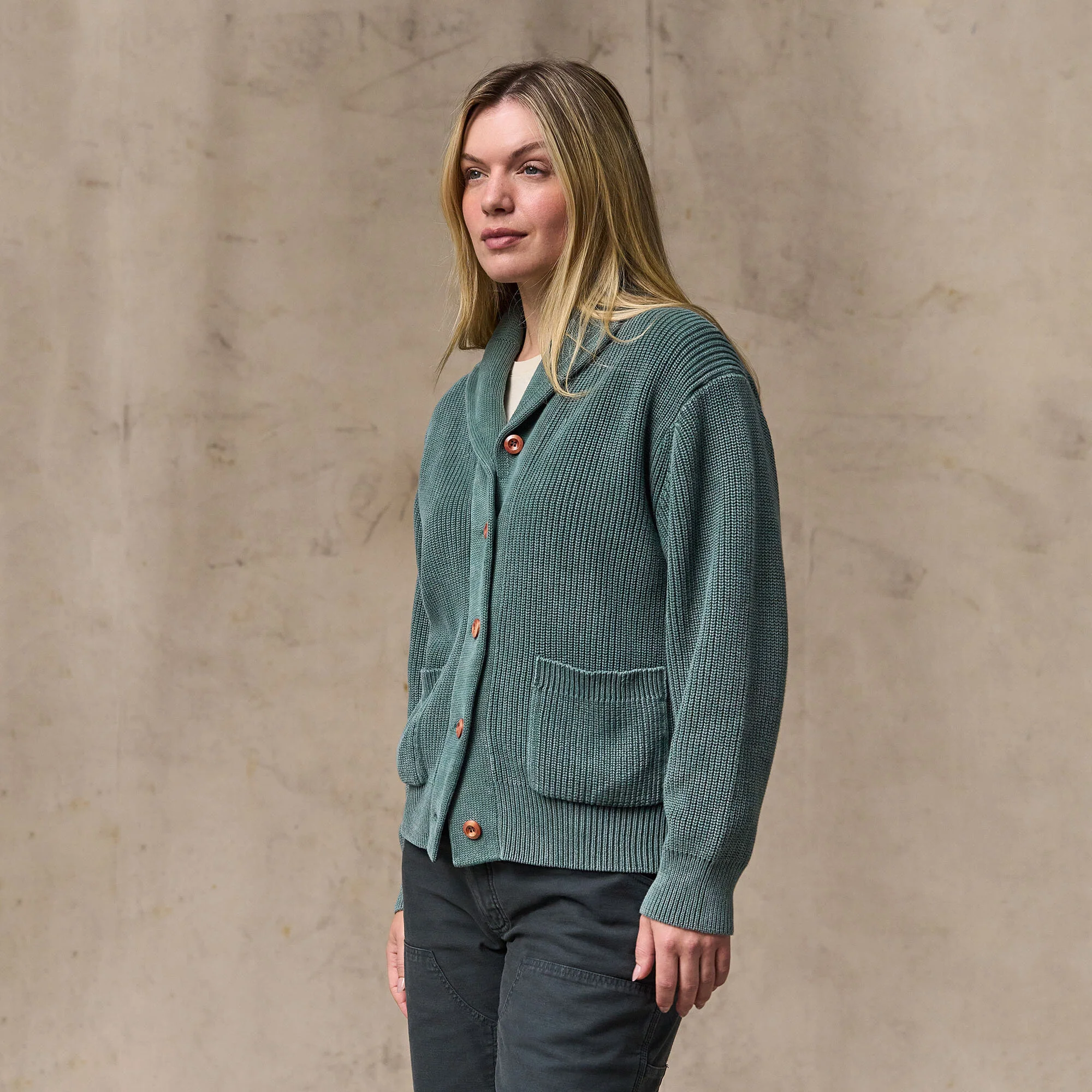 WOMEN'S COTTON SHAWL NECK CARDIGAN - Image 5